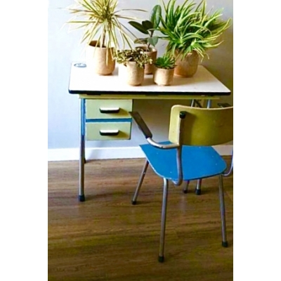 Vintagedesign (kinder)bureau met stoel